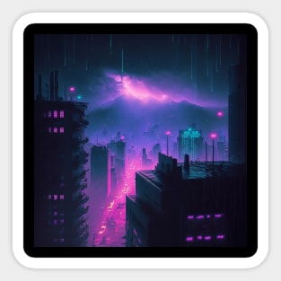 Violeting - Cyberpunk Cityscape Skyline Sticker